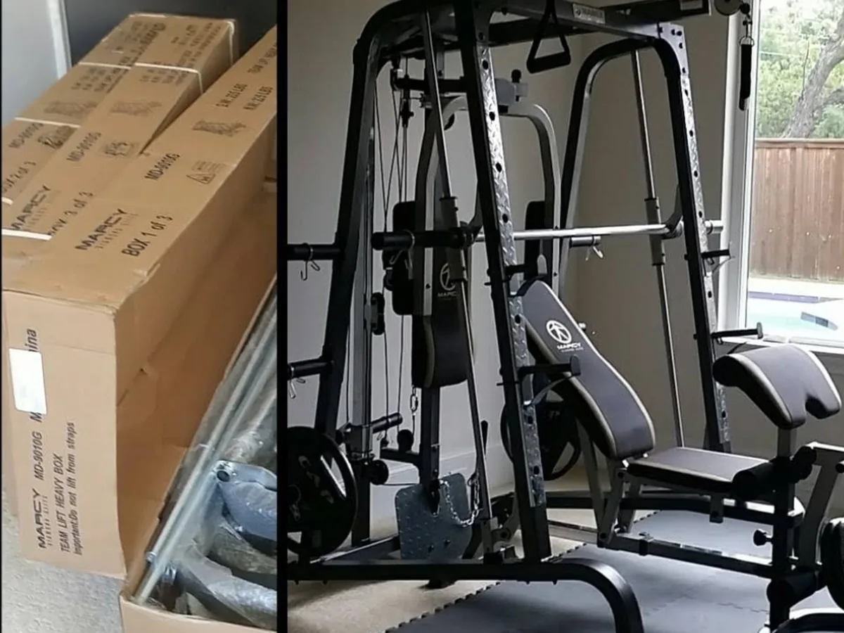 Home gym delivered in boxes and fully assembled in the same room