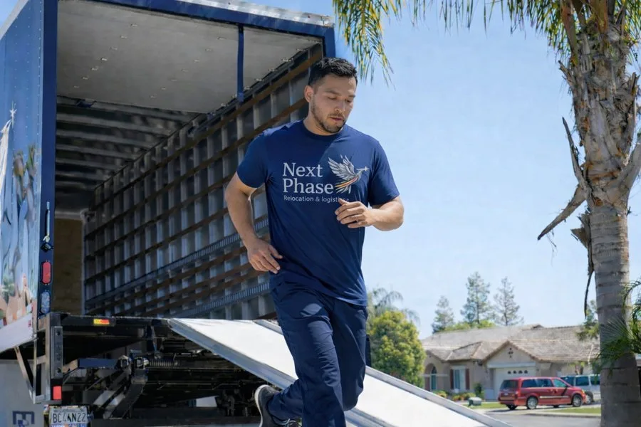 Next Phase Moving crew member loading the moving truck